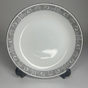 Yamaka China DuBarry 2898 Japan Fruit Dessert Bowl Gray Floral Silver Rim 5.5"